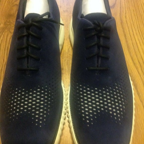 Cole Haan Men's 2.ZeroGrand Perforated Navy Suede Oxford Casual Shoes 11.5M NIB - Picture 1 of 7